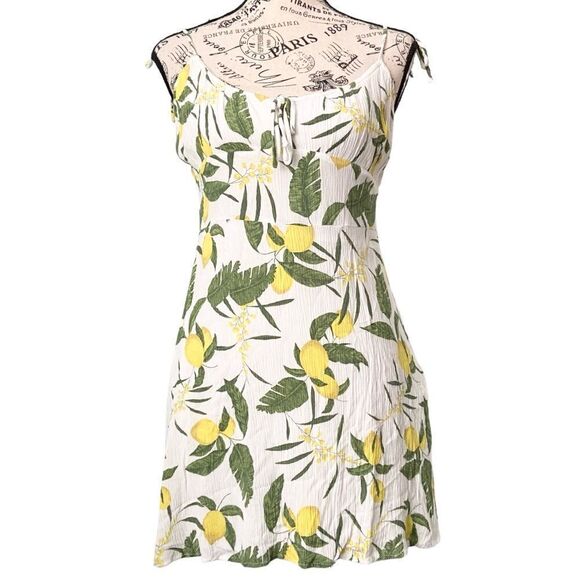 Pull&Bear Printed Lemon Summer Dress in Size Medium - Picture 1 of 11